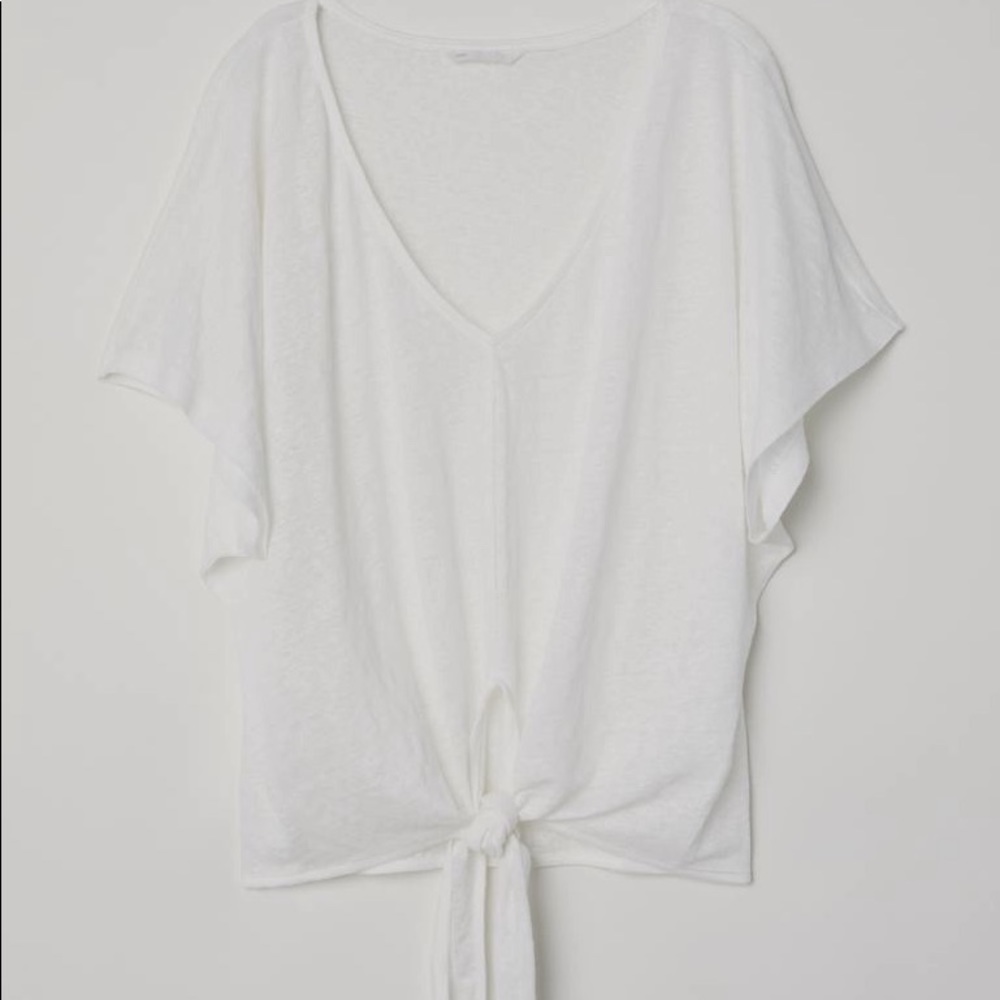 H&M Knot-Detail Linen Top